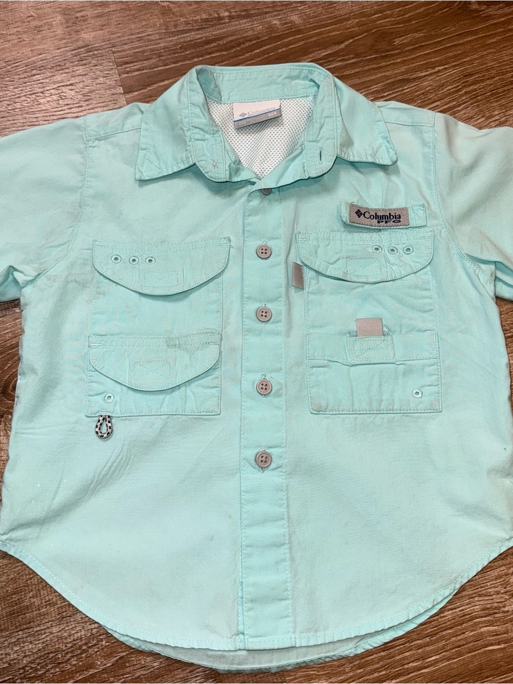 Columbia Kids Mint Green Button-Down Fishing Shirt